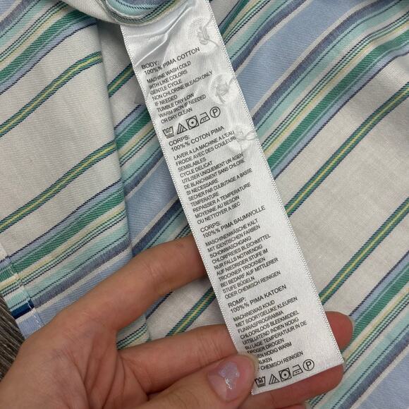 Tommy Bahama Blue White Mens XL Striped Pima Cotton Long Sleeve Button Up Shirt - Picture 5 of 10